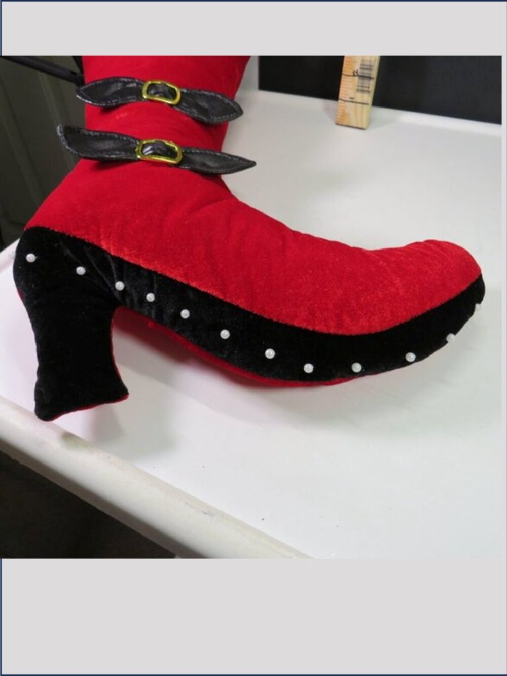 Whimsigoth Victorian Red Velvet Heeled Boot Pillow Hanging Wall Decor Witchy 20 - Picture 7 of 9